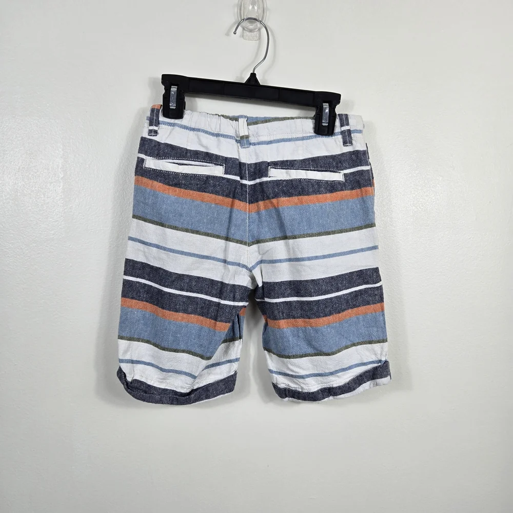 Gymboree Boys Navy White Striped Nautical‎ Bermuda Weathered Preppy Shorts 7